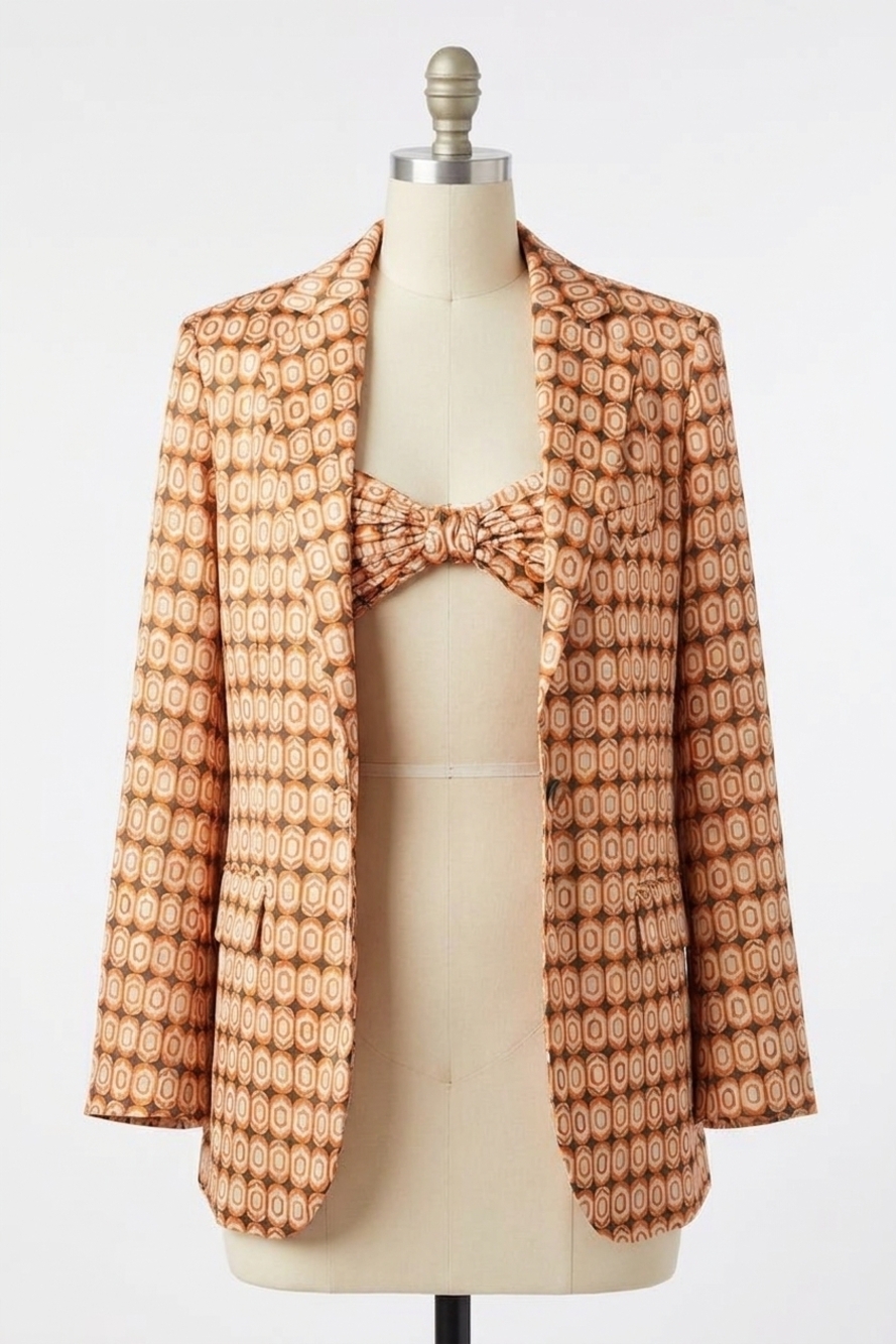 NEW RONNY KOBO grecia blazer in espresso multi